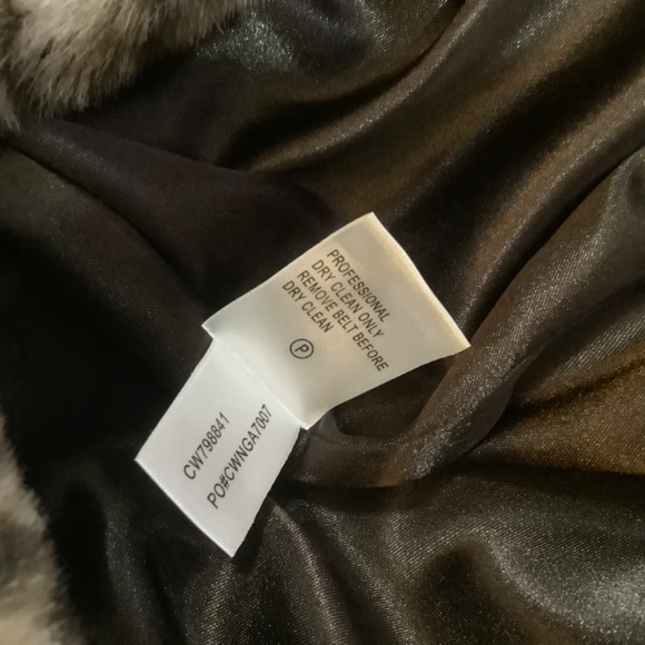 Calvin Klein brown leopard winter holiday faux fur wrap coat XS - Picture 7 of 8